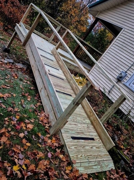 Before — original wooden deck and stairs